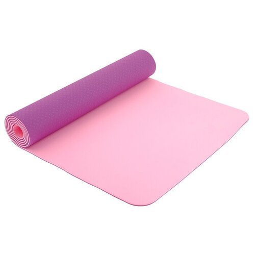 Коврик Sangh Yoga mat двухцветный, 183х61 см фиолетово-розовый 0.6 см