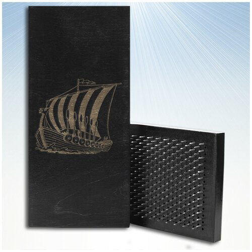 Доска Садху / Доска с гвоздями / Доска для Йоги / море корабль - 1541, черная