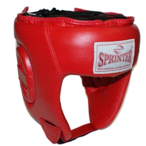 Шлем боксёрский SPRINTER открытый кожзам размер М :15-19: (Красный)