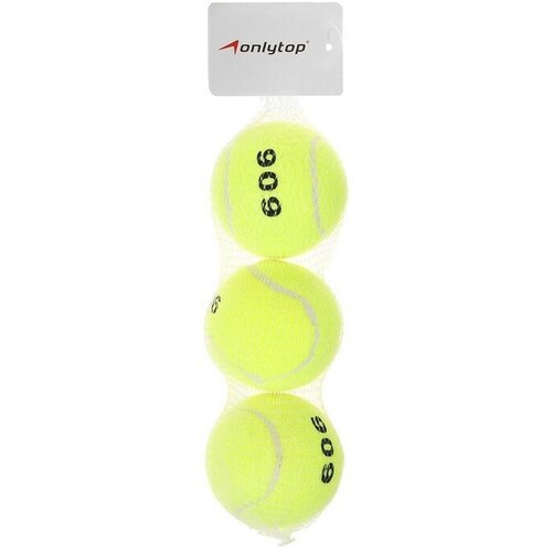 ONLYTOP Мяч для большого тенниса № 909, тренировочный , набор 3 шт, цвета микс