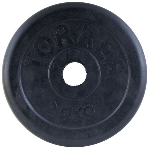Диск обрезиненный TORRES 2,5 кг арт.PL50632, d.31мм, металл в резиновой оболочке, черный