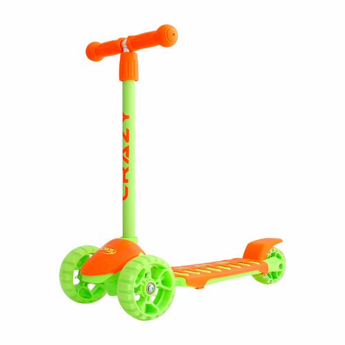 Самокат трехколесный детский KMS CRAZY, усиленные светящиеся колеса, регулировка высоты руля, нагрузка до 45 кг