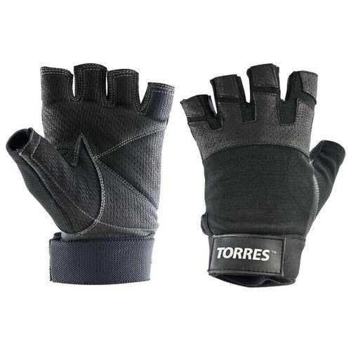 Перчатки для занятий спортом TORRES PL6051L-1 с накладками из натуральной кожи подбивка 6 мм для защиты от повреждений и сцепления