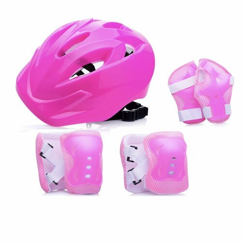 Комплект защиты для катания розовый илизиум спорт шлем наколенники налокотники защита запястья для роликов скейта самоката