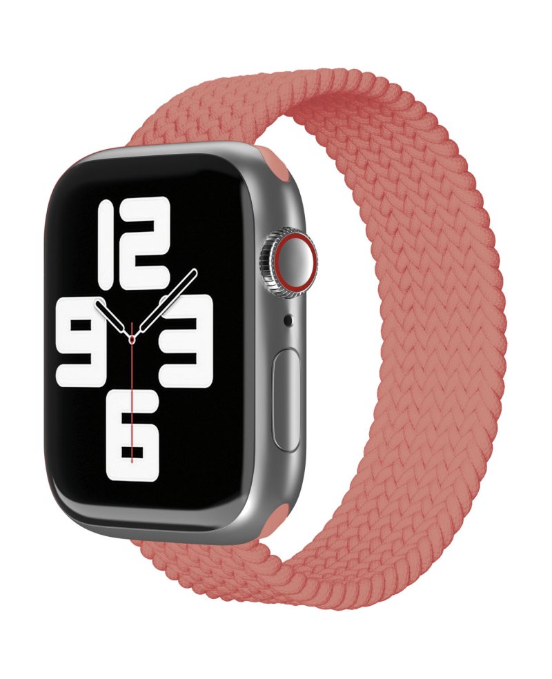 Ремешок нейлоновый плетёный VLP для Apple Watch 38/40/41, L/XL, 2шт, коралловый