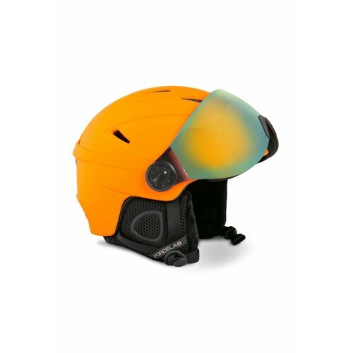 Шлем защитный горнолыжный с визором FORCELAB, оранжевый, 60
