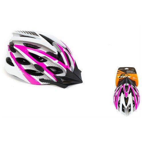 Шлем вело TRIX кросс-кантри 25 отверстий регулировка обхвата размер: M 57-58см In Mold розово-белый