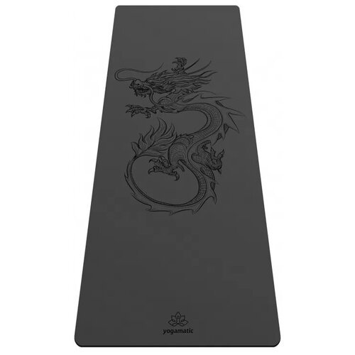 Каучуковый нескользящий коврик для йоги и фитнеса - Арт Йогаматик Dragon Grey 185x68x0.4 см тёмно-серый