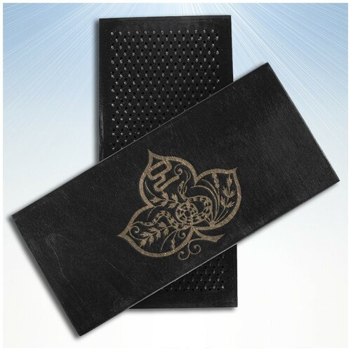 Доска Садху / Доска с гвоздями / Доска для Йоги / микс китайские символы змея - 1006, черная