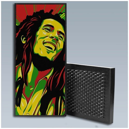Доска Садху с УФ печатью / Доска с гвоздями / Доска для Йоги / музыка Bob Marley (Боб Марли, растафари, регги, Ямайка) - 394 / шаг 10мм