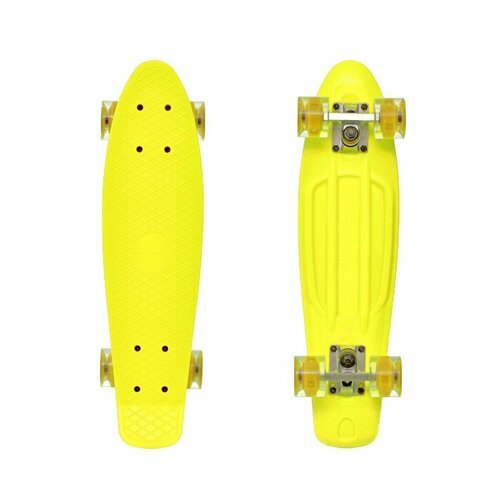 Скейтборд 56*15 см, RUSH ACTION, со светящимися колесами желтый, 1 шт.
