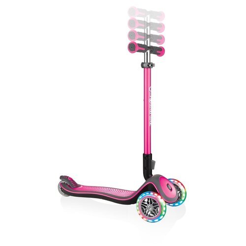 Детский 3-колесный городской самокат GLOBBER Elite Deluxe Lights, розовый