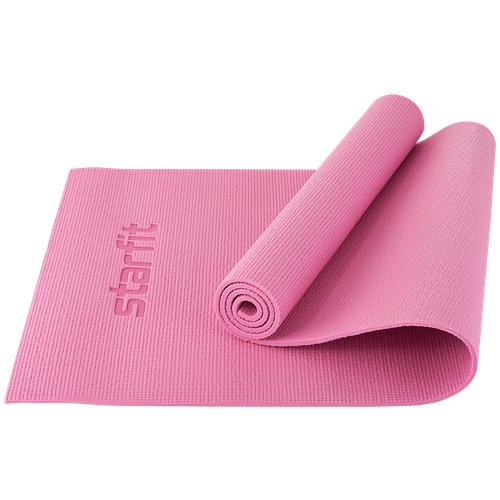 Коврик для йоги и фитнеса STARFIT Core FM-101 PVC, 0,8 см, 173x61 см, розовый пастель