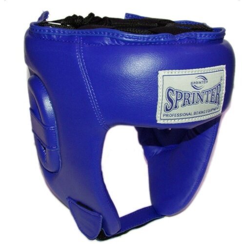 Шлем боксёрский SPRINTER открытый кожзам размер XL (Синий)