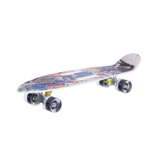 Скейтборд пластиковый PP с принтом Игротрейд, широкие колеса PU со светов, стойка: алюминиевая, разм
