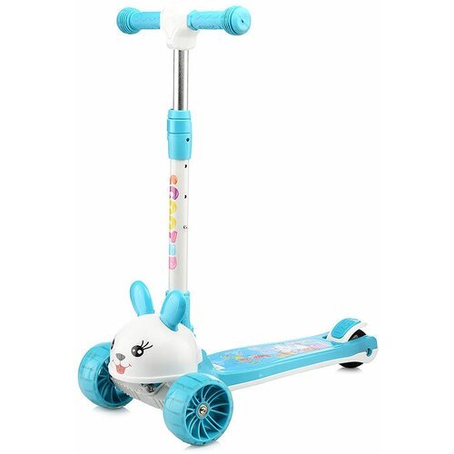 Самокат детский трехколесный, складной, светящиеся колеса, дека с подсветкой и мелодией U062896Y , PU, синий