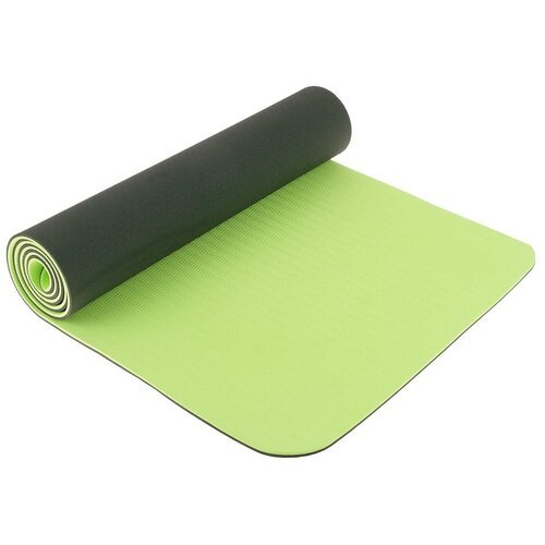 Коврик для йоги 183 x 61 x 0,8 см, двухцветный, цвет тёмно-зелёный Sangh