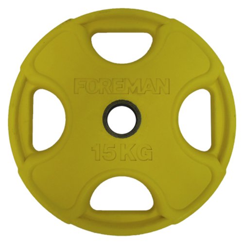 Диск для штанги Foreman обрезиненный PRR 15 кг желтый FM\PRR-15KG\YL-04-00