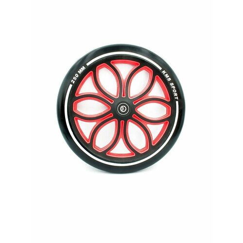 Колесо Sport с цветными вставками для самоката Ø 250 мм (пластик) красное KMS, 805410-KR1