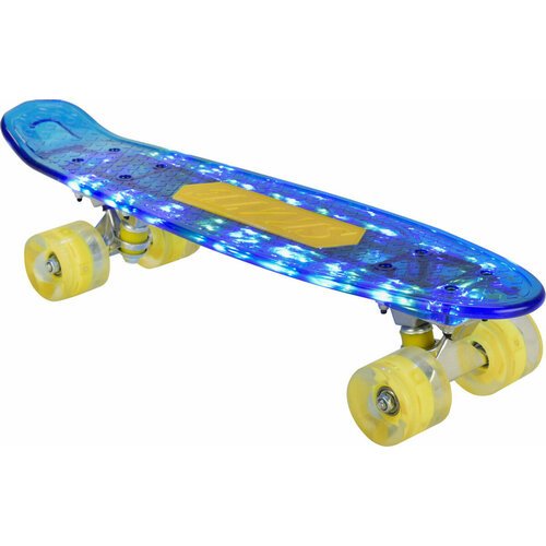 Скейтборд детский синий, пластиковые светящиеся колеса от 5 до 12 лет