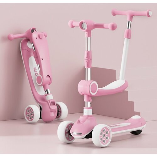 Самокат Sportsbaby Детский трехколесный самокат-беговел MS-943 Dream со светящимися колесами розовый