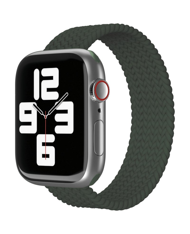 Ремешок нейлоновый плетёный VLP для Apple Watch 42/44/45, S/M, 2шт, темно-зелёный