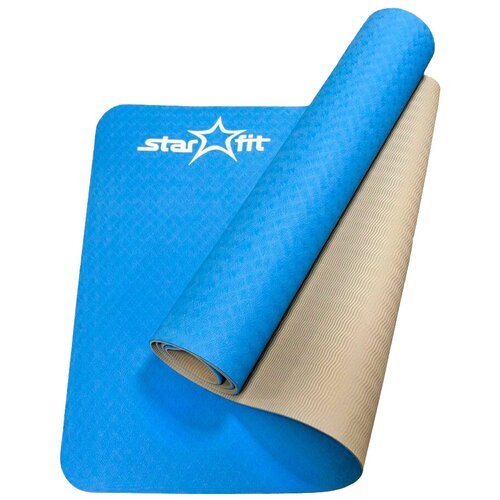 Коврик для йоги Starfit Fm-201, Tpe, 173x61x0,4 см, синий/серый