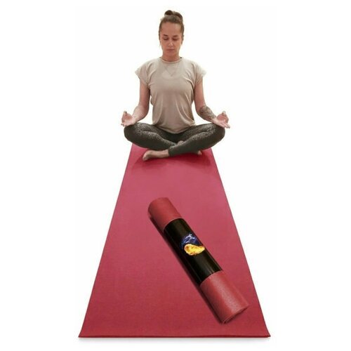 Коврик для йоги и фитнеса RamaYoga Yin-Yang PRO+ цвет бордо размер 220 х 80 х 0,45 см