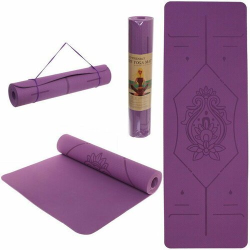 Коврик для йоги «Мандала» 183*61*06 см (ТРЕ), фиолетовый