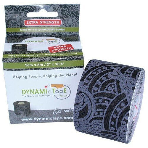, кинезио тейп Dynamic Tape, Eco DT50TTEB, 5 см x 5 м, черный/серое тату