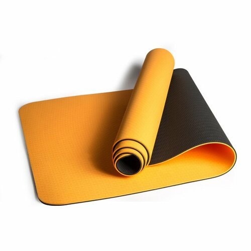 Коврик двухцветный для фитнеса и йоги оранжевый