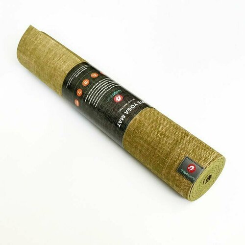 Коврик для йоги Iyogasports Jute (183х61 см) зеленый, толщина 5 мм, джут + PER