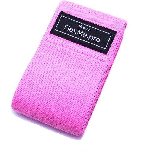 Резинка для фитнеса тканевая розовая (medium) 76х8 см FlexMe