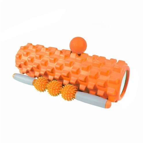 Набор для йоги (валик Moderate M, массажер роликовый, мяч) в чехле цвет: оранжевый