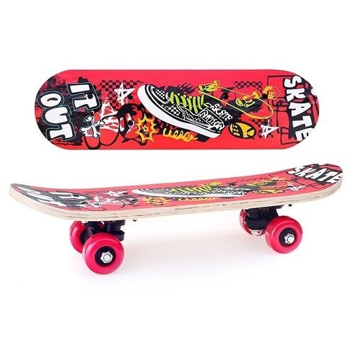 Скейтборд детский 43x13 см, колеса PVC, красный