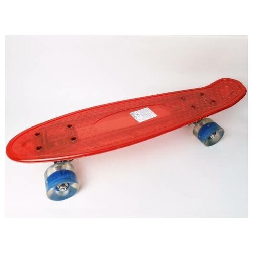 Скейтборд пластик 22*6', шасси Al, колёса PU 60*45мм свет, подсветка деки, красный