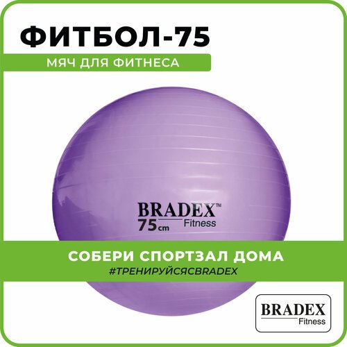 Фитбол Мяч для фитнеса диаметр 75см с насосом Bradex, фиолетовый