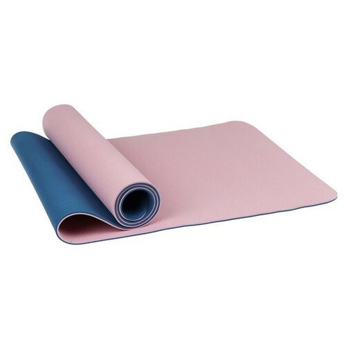 Коврик для йоги 183x61x0,6 см, двухцветный, цвет розовый./В упаковке шт: 1