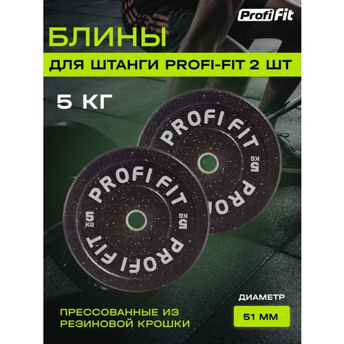Диски для штанги HI-TEMP с цветными вкраплениями D51 мм PROFI-FIT 5 кг, 2 шт.