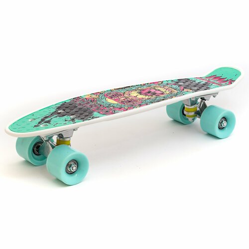 Скейтборд, без ручки, дека 55 х15 см, принт 'PopStar', цвет колес-бирюзовый