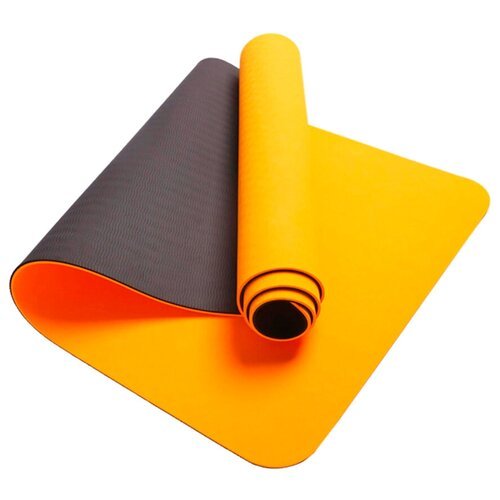 Коврик для йоги 183х61х0,6 см, оранжевый/черный