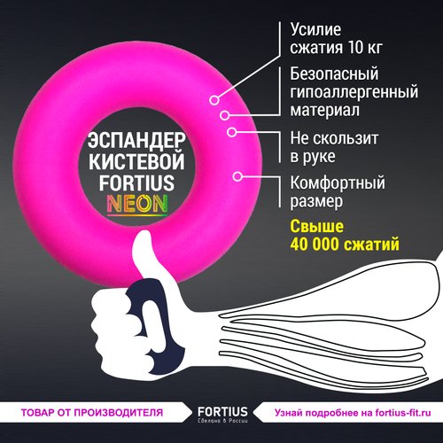Эспандер кистевой 'Fortius' Neon 10 кг (розовый)