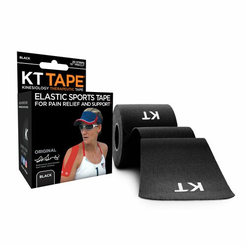 Кинезиотейп KT Tape Original, Хлопок, 20 полосок, 25 х 5 см, преднарезанный, цвет Черный