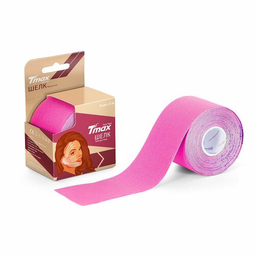 Тейп кинезиологический Tmax Beauty Tape (5cmW x 5mL), вискоза, для эстетического тейпирования, розовый