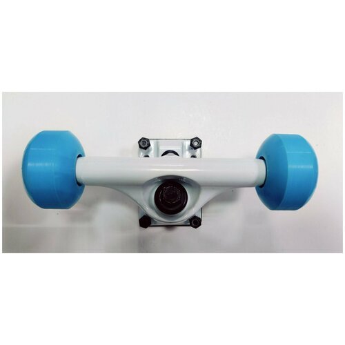 Подвеска для скейтборда,18.5 см (2 колеса, 1 белая подвеска, 1 бушинг, 4 винта), голубой