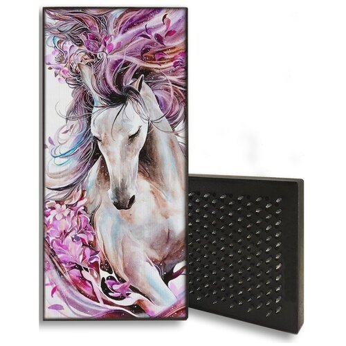 Доска Садху / Доска с гвоздями / Доска для Йоги / Животные красочная лошадь пони - 1052 / шаг 10мм