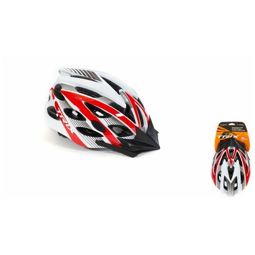 Шлем вело TRIX кросс-кантри 25 отверстий регулировка обхвата размер: M 57-58см In Mold красно-белый