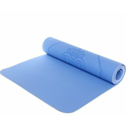 Коврик для йоги и фитнеса нескользящий 'Мандала', 183х61 см (ТРЕ), толщина 6 мм, голубой