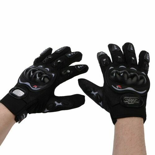 Перчатки для езды на мототехнике , с защитными вставками , пара , размер L , черные