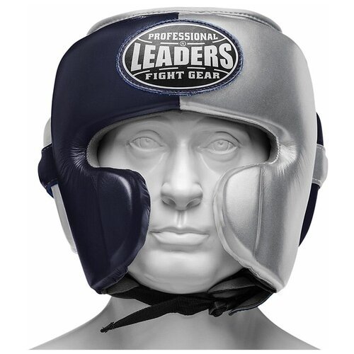 Шлем боксерский LEADERS LS MEX ULTRA BL/SIL (размер XL), шлем спортивный для бокса боев борьбы тхэквондо кикбоксинга, спортивная защита боксера